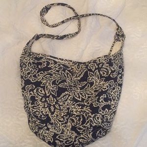 Navy and White Floral Tote Bag